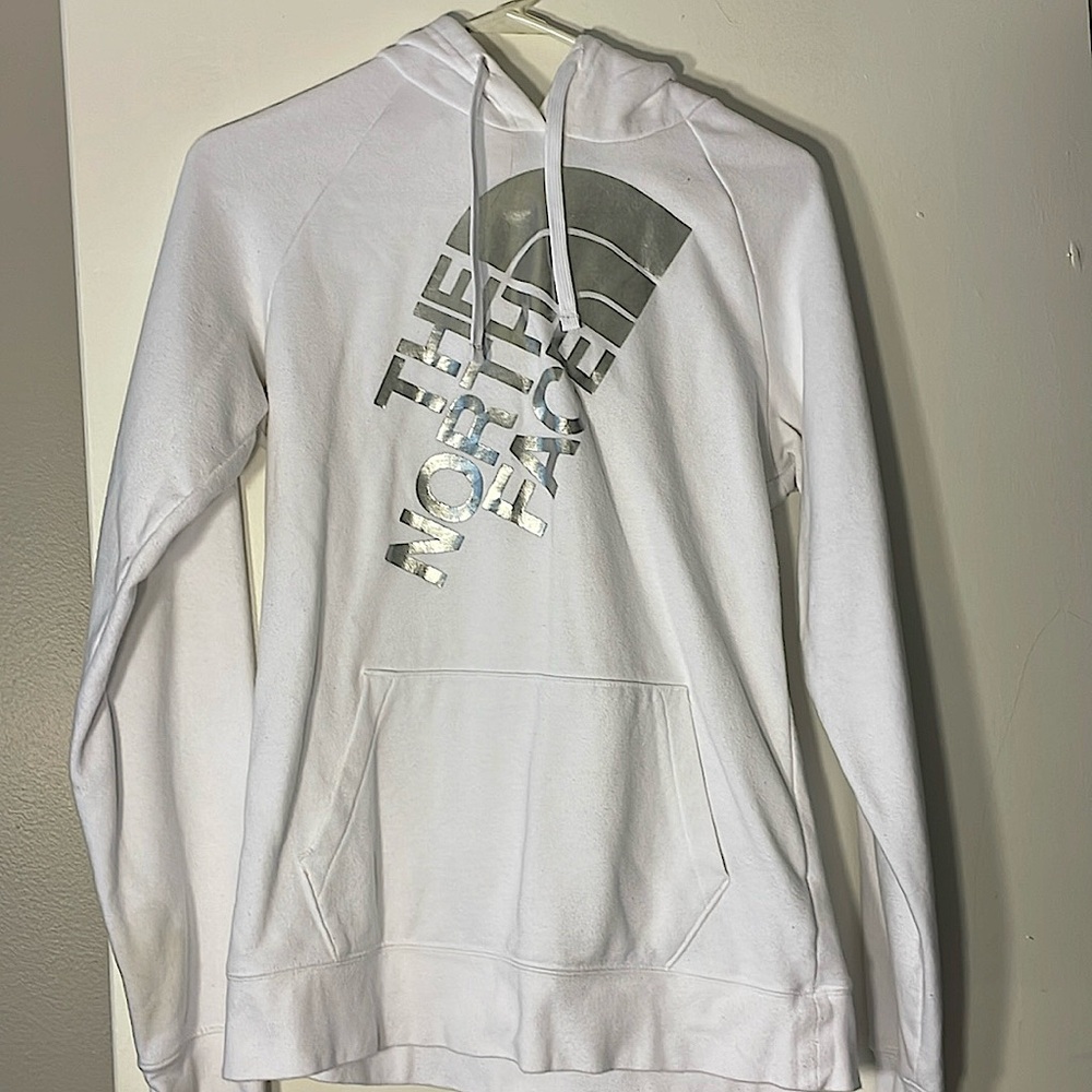 White The North Face Hoodie with Silver Logo